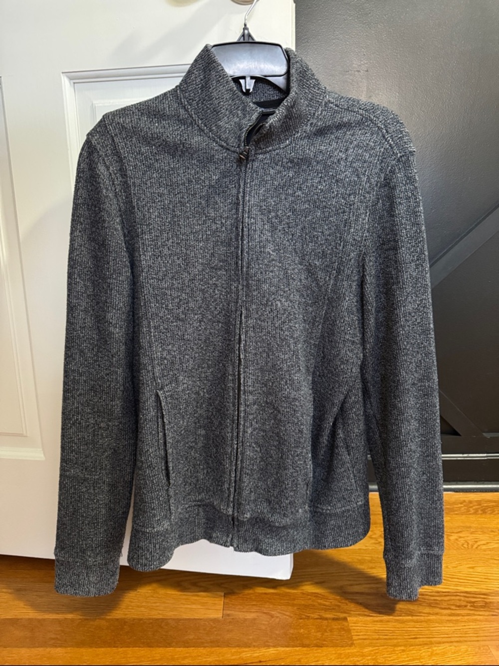 Charcoal Gray Zip-Up Knit Jacket
